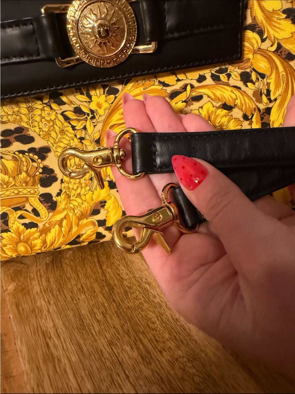 Vintage Gianni Versace Baroque Leopard Medusa Top Handle Bag Strap - Picture 10 of 10